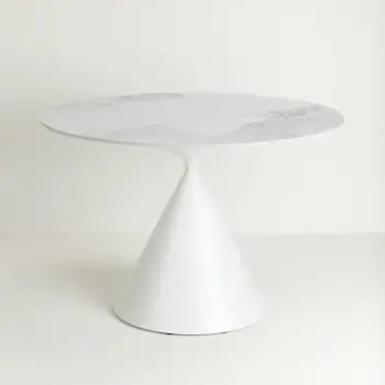 Tavolinë ATRIUM, ngjyrë e bardhë me model mermeri, 110x110x76cm