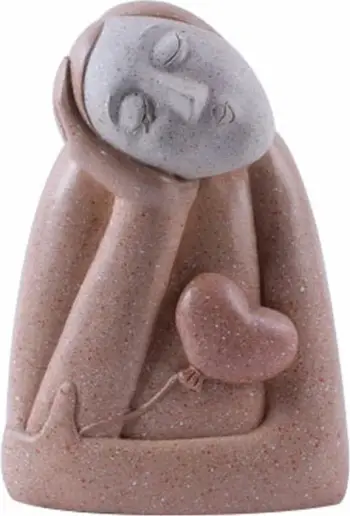 Figurë dekorative CHEVEU PINK, polirezine, terrakotë-gri, 15x12x21cm