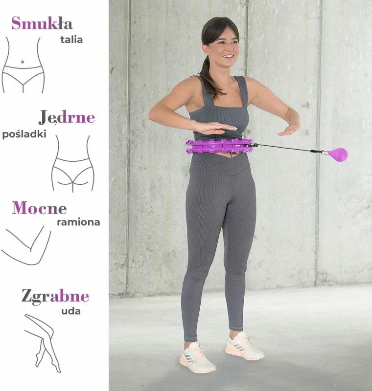Hula hoop fitnesi HMS HHW12 GT, i rregullueshëm, me peshë, lejla - 15