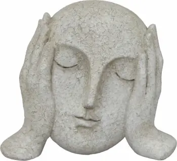 Dekor skulpturë fytyre THINK, ngjyrë e bardhë e zbehtë, 19.5x8x16.2cm