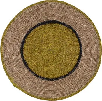 Naiya nënshtrat tavoline, 36x36cm, kashtë deti, natyrale, ulli i gjelbër, e zezë