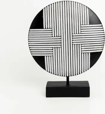 Dekor Totem Rander, polirezine, zi-bardhë, 25x7x30cm