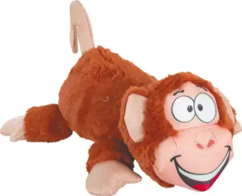 Lodër pelushi për qen Zolux Chimpanzee José L, me fishkëllimë, për qen të mëdhenj, kafe