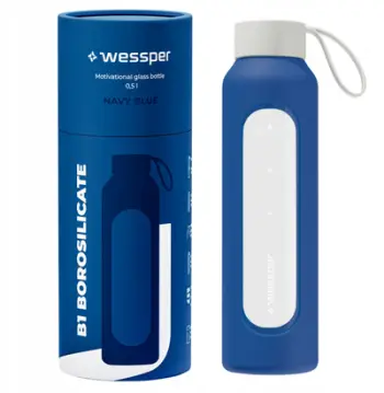 Shishe qelqi Wessper B1 Borosilicate, 500ml, Navy Blue