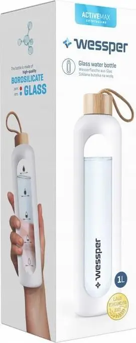 Shishe qelqi Wessper ActiveMax Crystalline, 1L, pa BPA, e bardhë