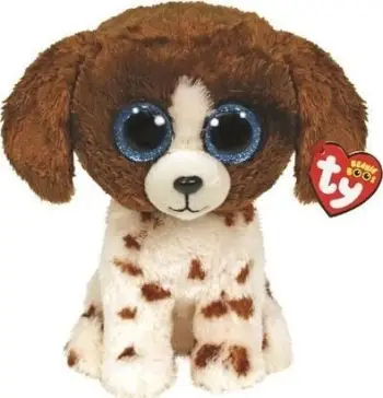 Lodër pelushi Ty Beanie Boos Muddles Dog, qenush me njolla, sytë blu, shumëngjyrëshe