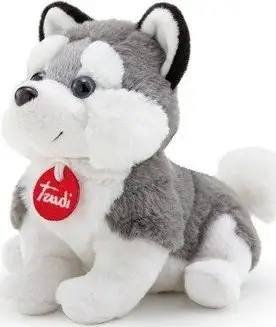 Lodër pelushi Trudi Baby Husky Dog S, madhësi e vogël, gri e bardhë