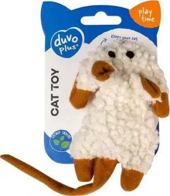 Lodër për mace Duvoplus Cushy, mi pelushi me kërcitje, me catnip, shumëngjyrëshe