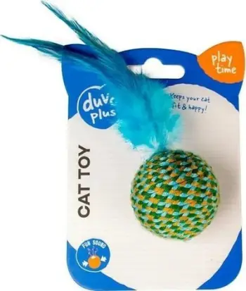 Lodër për mace Duvoplus Jolly Cat Ball with Feathers, top me pupla, me tingull