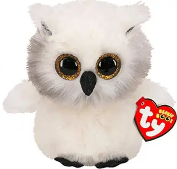 Lodër pelushi TY Austin Owl Boo Buddy, seri Beanie Boo, shumë e butë, shumëngjyrëshe