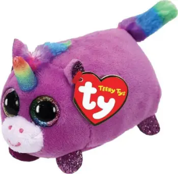 Lodër pelushi TY Rosette Unicorn Teeny, njëbrirësh i vogël, shumëngjyrësh