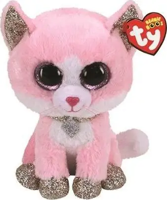 Lodër pelushi Ty Fiona Cat Beanie Boo Medium, mace, shumëngjyrëshe