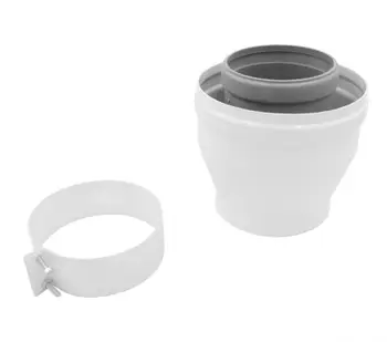 Adapter drejt për oxhak RICOM Straight Reduction 60/100 në 80/125, PP AL, i bardhë