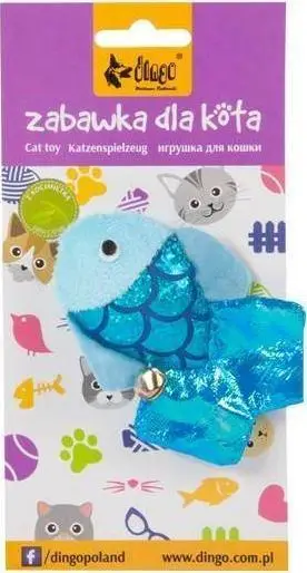 Lodër për mace Dingo Blue Fish, me catnip, me zile, blu