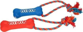 Lodër për qen Dingo Vinyl Bone+Rope, 13cm, blu