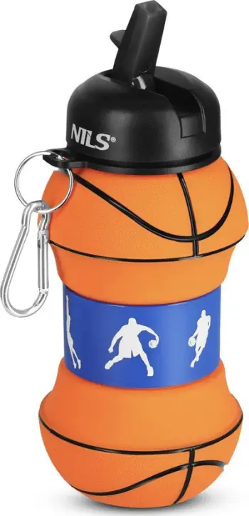 Shishe uji e palosshme NILS NC4104 Basketball, silikon, 500ml, shumëngjyrëshe