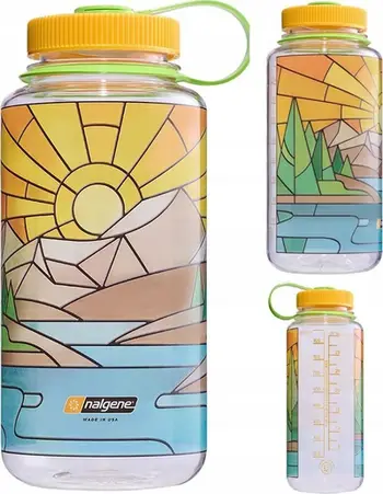 Shishe uji Nalgene Sustain Wide Mouth, 1L, dizajn Stained Glass River, transparente