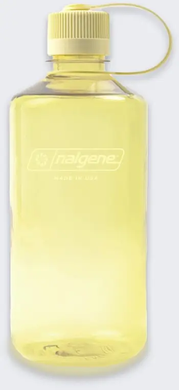 Shishe uji Nalgene Sustain 32oz Narrow Mouth, pa BPA, plastike e ricikluar, e verdhë Butter