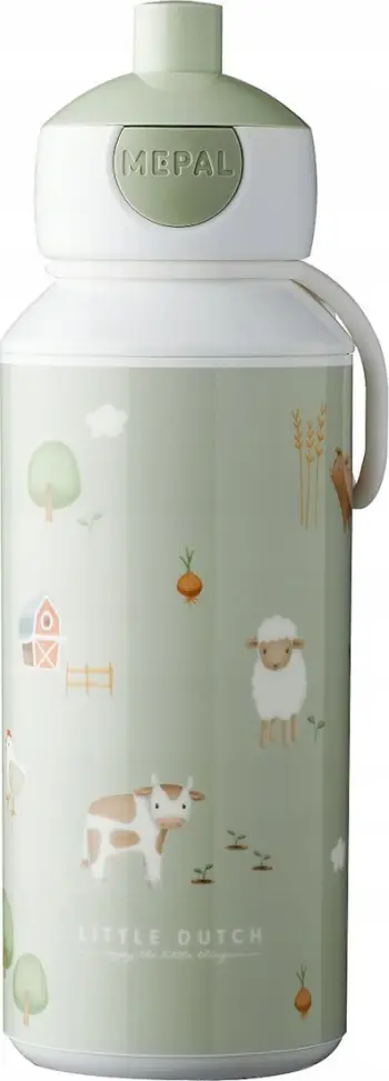Shishe uji për fëmijë Little Dutch Drinking Bottle Pop up, 400ml, motiv Little Farm, shumëngjyrëshe
