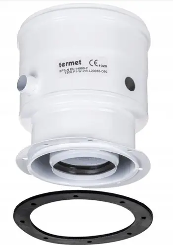 Adapter koncentrik Termet T9 000 00 52 00, 80/125 mm, me dalje kondensate, i bardhë