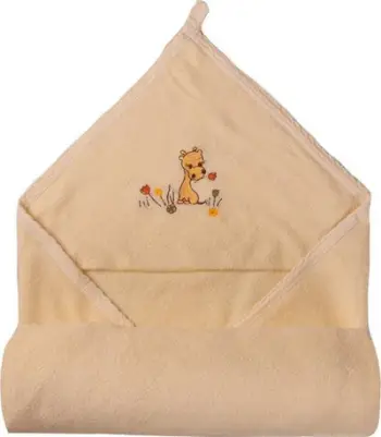 Peshqir banje me kapuç BabyLine, 85x85cm, pambuk terry, i bardhë