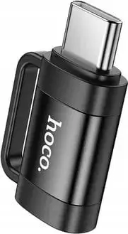 Adapter OTG Hoco UA31E, USB C në Lightning, 3A, i zi