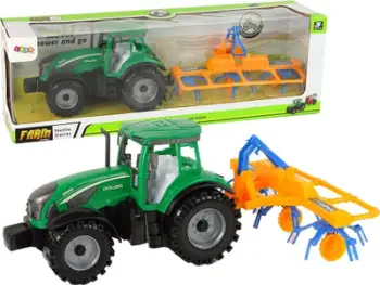 Lodër traktor Leantoys, mekanizëm me fërkim, me grep, jeshil
