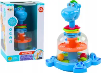 Lodër rrotulluese Leantoys Hipopotam me toptha, për foshnje, blu