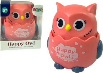 Lodër senzoriale bebe Leantoys Owl, plastike, për foshnje, rozë