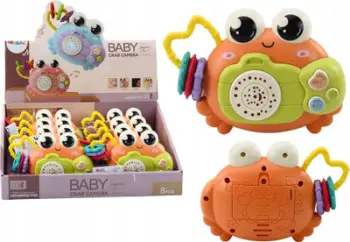 Lodër projektor për bebe Crab Camera Rattle, me tinguj, me bateri, portokalli