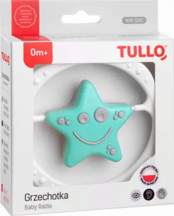 Lodër rrotulluese Tullo Rattle Star, për foshnje, ngjyrë mente gri