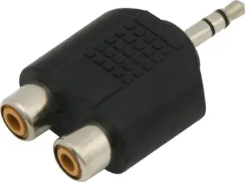 Adapter reduktues audio Jack 3.5mm në 2x RCA cinch, stereo, i zi
