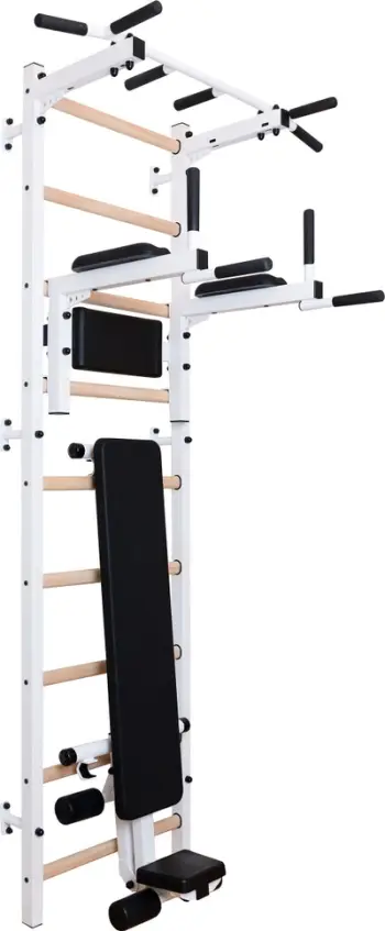 Shkallë gjimnastikore BenchK 723w, set i plotë palestër shtëpie, kapacitet 150 kg, e bardhë