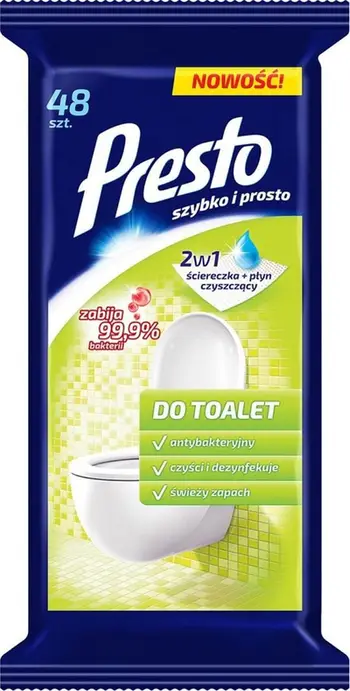 Shkarkesa të lagura për tualet PRESTO, 48 copë, të bardha