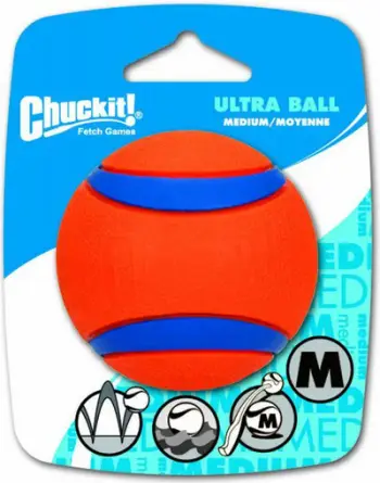 Lodër top gome për qen Chuckit Ultra Ball, madhësia Medium 2.5", portokalli me blu