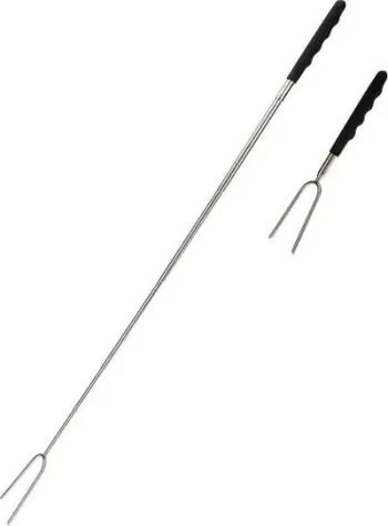 Shkop BBQ palosës për kamp, teleskopik 72 cm, çelik inox, dorezë gome