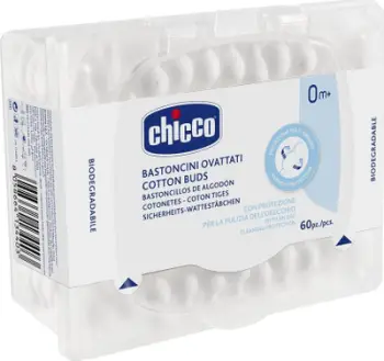 Shkopinj higjienikë Chicco Cotton Buds, për fëmijë, pambuk, 60 copë