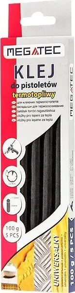 Shkopinj silikoni për pistolë ngjitëse Megatec, 11.2mm, 200mm, të zinj, 5 copë
