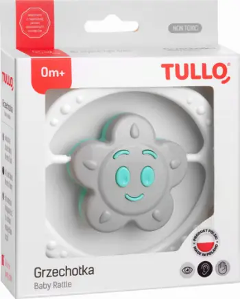 Lodër zile Tullo Rattle Flower, për foshnja, plastikë, mente gri
