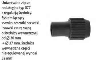 Adaptor universal për fshesë me korrent Zelmer, diametër i rregullueshëm 30 37 mm, dalje 32 mm, gri