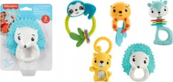 Lodër unaza për foshnje Mattel Fisher-Price Animal Rings HJW11, modele kafshësh, shumëngjyrëshe
