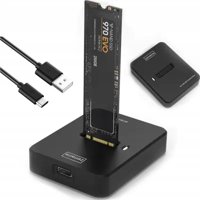 Adaptues për SSD M.2 NVMe SATA, USB C, 10Gbps, i zi - 1