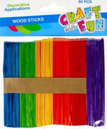 Shkopinj dekorativë druri Craft with Fun, set 60 copë, shumëngjyrësh