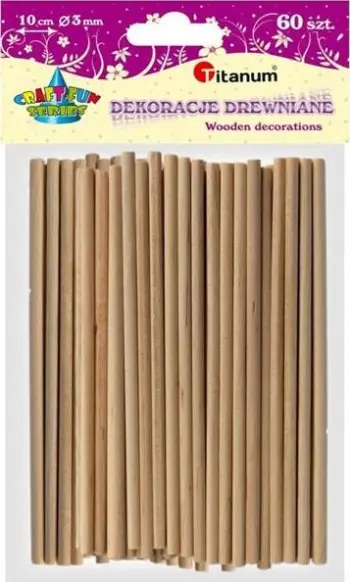 Shkopinj dekorativë druri Titanum Wooden Decorations Sticks, 3 mm, 10 cm, rreth 60 copë