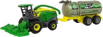 Lodra traktor bujqësor plastik, me rimorkio, jeshile verdhë - 2