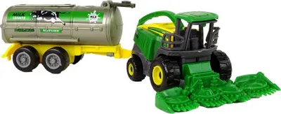 Lodra traktor bujqësor plastik, me rimorkio, jeshile verdhë - 3