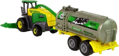 Lodra traktor bujqësor plastik, me rimorkio, jeshile verdhë - 4