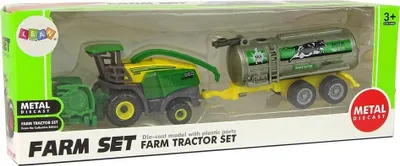 Lodra traktor bujqësor plastik, me rimorkio, jeshile verdhë - 5
