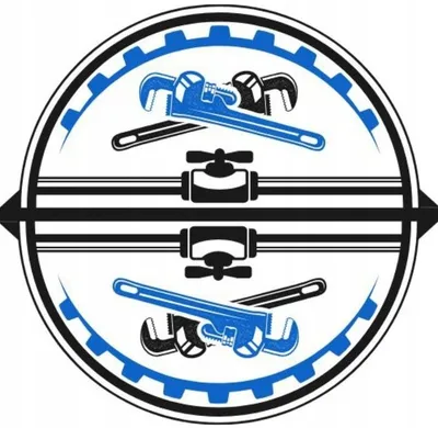 Logo instalues hidraulik, vegla dhe tuba, blu e zezë - 1