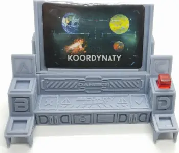 Aksesor loje tavoline Games Unplugged Nemesis Computer With Coordinates, miniaturë 3D dekorative, mbajtëse karte koordinatash, gri